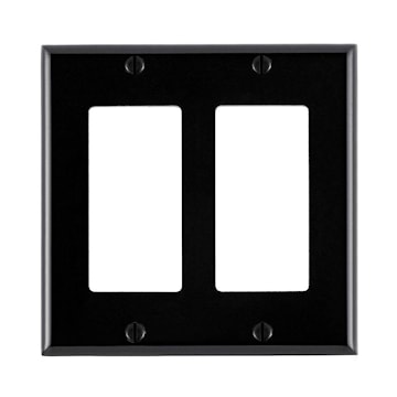 LEVITON 80409-E Decora® Decorator Wallplate 2 Gangs Black 4-1/2 in Lx 115.9 mm W