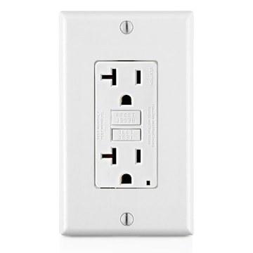 LEVITON GFNT2-W Smart-Lock Pro Self-Test Slim GFCI Duplex Receptacle 20 A, 5-20R White