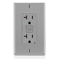 LEVITON GFTR2-GY Tamper-Resistant, Slim, Surge Protection, 1-Unit GFCI Duplex Receptacle with Function Lighting 20 A, Gray