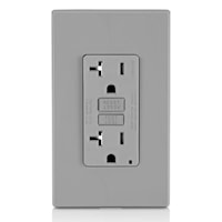 LEVITON GFTR2-GY Tamper-Resistant, Slim, Surge Protection, 1-Unit GFCI Duplex Receptacle with Function Lighting 20 A, Gray