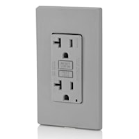 LEVITON GFTR2-GY Tamper-Resistant, Slim, Surge Protection, 1-Unit GFCI Duplex Receptacle with Function Lighting 20 A, Gray