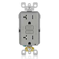 LEVITON GFTR2-GY Tamper-Resistant, Slim, Surge Protection, 1-Unit GFCI Duplex Receptacle with Function Lighting 20 A, Gray