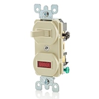 LEVITON 5226-I Pilot Light AC Combination Switch 15 A, 120/125 V, Ivory/Matte