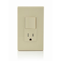 LEVITON 5625-I Decora® Combination Switch and Receptacle 15 A (Switch), 20 A (Device), 120 VAC (Switch), 125 V (Receptacle), Ivory