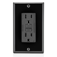 LEVITON GFNT1-E Smart-Lock Pro Self-test SmartLock Pro Slim GFCI GFCI Duplex Receptacle 15 A, 5-15R Black