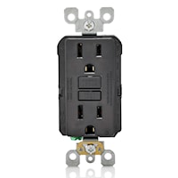 LEVITON GFNT1-E Smart-Lock Pro Self-test SmartLock Pro Slim GFCI GFCI Duplex Receptacle 15 A, 5-15R Black