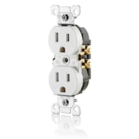 LEVITON T5320-W Duplex Receptacle Straight Blade Duplex Receptacle with Child Protection 15 A, White