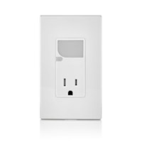 LEVITON T6525-W Decora® Combination Receptacle and Guide Light 15 A, 125 VAC, White/Matte