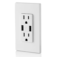 LEVITON T5632-W Combination Duplex Receptacle and USB Charger 15 A, 125 V, White/Matte