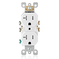LEVITON T5820-W Duplex Receptacle Straight Blade Duplex Receptacle 20 A, 5-20R White