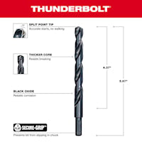 MILWAUKEE 48-89-2737 Thunderbolt® Jobber Length Drill Bit 31/64 in High Speed Steel 3/8 in Shank