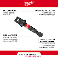 MILWAUKEE 48-32-5031 Shockwave™ Socket Adapter 1/4 x 3/8 in Hex