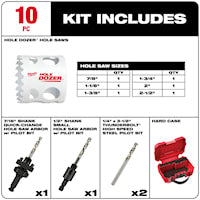MILWAUKEE 49-22-4095 MILWAUKEE Hole Saw Kit 10 Pieces Bi-Metal