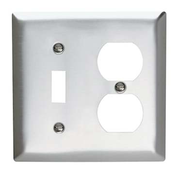 LEGRAND SS18 Pass & Seymour Toggle Wallplate 2 Gangs Stainless Steel 7 in Lx