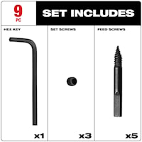 MILWAUKEE 48-25-6000 MILWAUKEE Feed and Set Screw Accessory Set 1 - 2-9/16 in Standard, 9-Piece