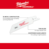 MILWAUKEE 49-22-0220 Hackzall® Reciprocating Saw Blade Set 4, 6 in Bi-Metal