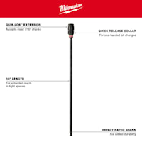MILWAUKEE 48-28-1050 Quik-Lok™ Impact Socket Extension Hex 7/16 in Drive, 18 in L