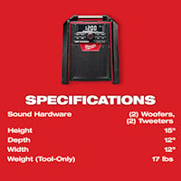 MILWAUKEE 2792-20 M18™ Jobsite Charger Radio FM/AM, AUX, Bluetooth, Cordless 18 V Lithium-Ion Battery