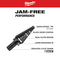 MILWAUKEE 48-89-9203 Step Drill Bit 9 Steps 1/4 in 3/4 in