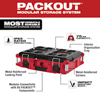 MILWAUKEE 48-22-8424 Packout™ Tool Box 6.6 in Hx 22.1 in Lx 16.1 in W Red