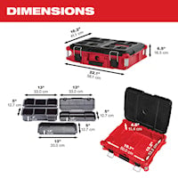 MILWAUKEE 48-22-8424 Packout™ Tool Box 6.6 in Hx 22.1 in Lx 16.1 in W Red