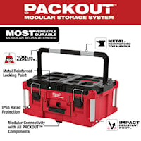 MILWAUKEE 48-22-8425 Packout™ Tool Box Large 16.1 in Hx 22.1 in Lx 11.3 in W Red