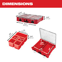 MILWAUKEE 48-22-8430 Packout™ Organizer 4.61 in Hx 19.76 in Lx 15 in W Red