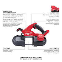MILWAUKEE 2829-20 M18 Fuel™ Band Saw Lithium-Ion 35-3/8 in L Blade