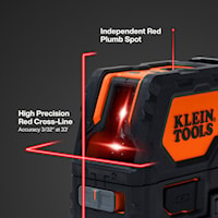 KLEIN TOOLS 93LCLS Laser Level with Plumb Spot Self-Leveling, Cross-Line +/-3/32 in Per 33 ft +/-