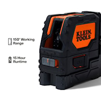 KLEIN TOOLS 93LCLS Laser Level with Plumb Spot Self-Leveling, Cross-Line +/-3/32 in Per 33 ft +/-