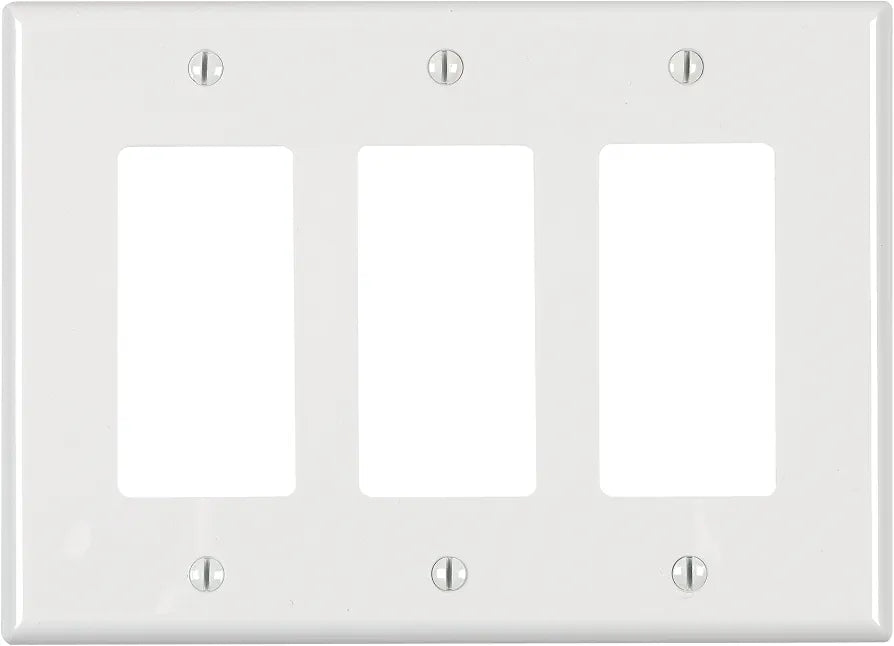 Leviton PJ263-W 3-Gang Decora/GFCI Decora Wallplate, Midway Size, White
