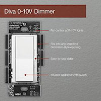 LUTRON DVSTV-WH Diva Dimmer Switch 8 A, 120 - 277 VAC, 2216 W White