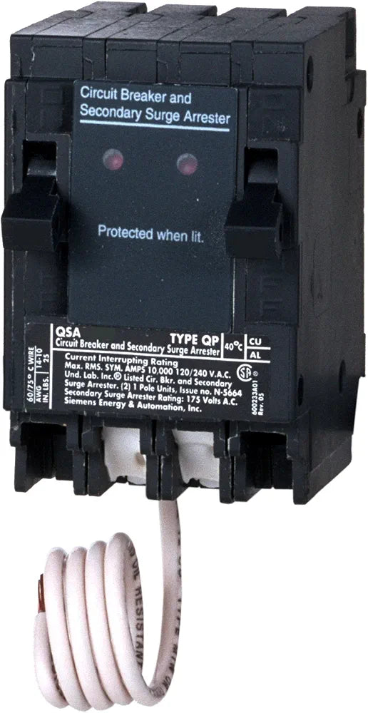 Siemens QSA1515SPD Whole House Surge Protection with Two 15-Amp Circuit Breakers for Use Only on Siemens Panels