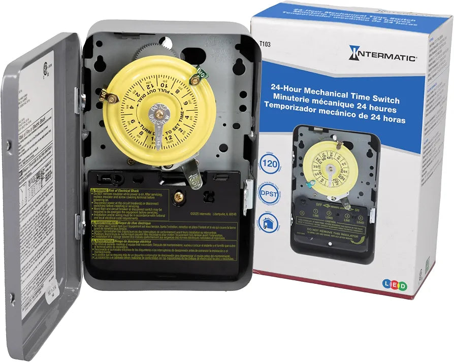 Intermatic T103 120-Volt DPST 24 Hour Mechanical Time Switch