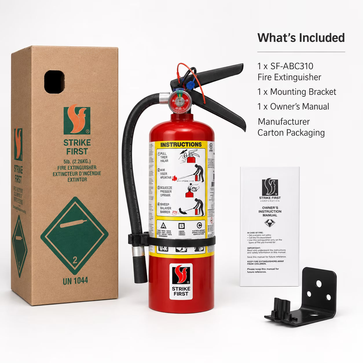 Strike First SF-ABC310 5 lb ABC Fire Extinguisher with Wall Bracket – NFPA 10 Compliant