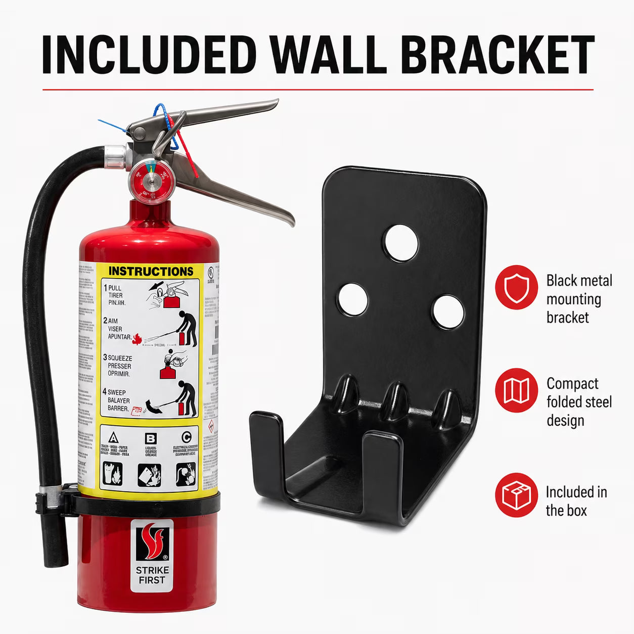Strike First SF-ABC310 5 lb ABC Fire Extinguisher with Wall Bracket – NFPA 10 Compliant