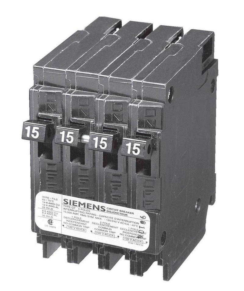 Q21515CTNC Siemens - 15/15/15/15 amp Quad Circuit Breaker