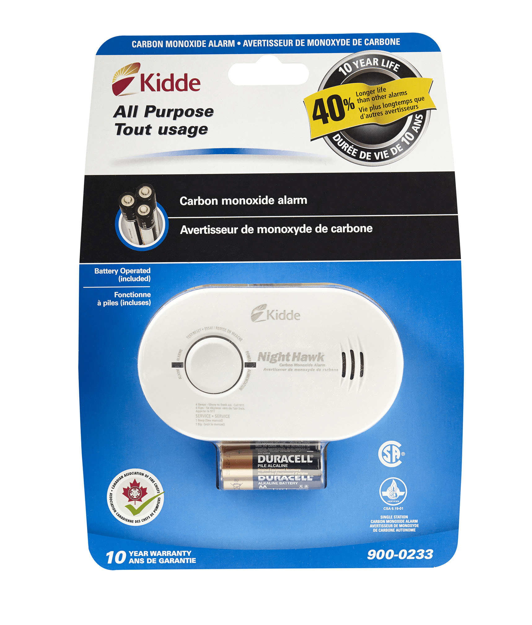 Kidde Nighthawk 900-0233 Battery-Operated Carbon Monoxide Alarm