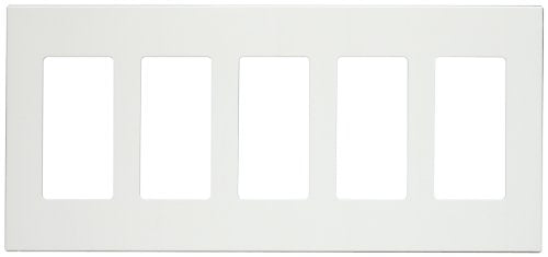 Leviton 80321-SW 5-Gang Decora Plus Screwless Snap-On Wall Plate, White
