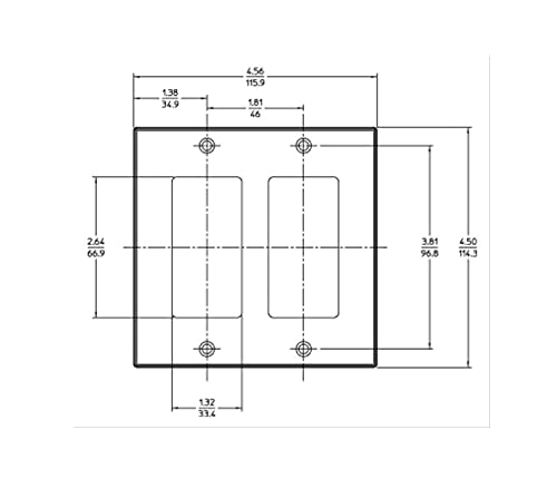 Leviton 80409-W 2-Gang Decora/GFCI Device Wallplate, Standard Size, Thermoset, Device Mount, White