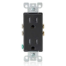 Leviton T5325-E, 15 Amp 125 Volt, Tamper Resistant, Decora Duplex Receptacle, Straight Blade, Grounding, Black