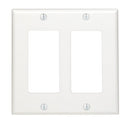 Leviton 80409-W 2-Gang Decora/GFCI Device Wallplate, Standard Size, Thermoset, Device Mount, White