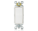 Leviton 5601-P2W, 15 Amp, 120/277 Volt Decora Rocker Single-Pole AC Quiet Switch, Residential Grade, Self-grounding, White