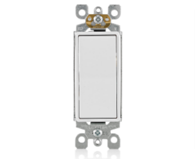 Leviton 5603-P2W 15 Amp, 120/277 Volt Decora Rocker 3-Way AC Quiet Switch, Residential Grade, Self-grounding, White