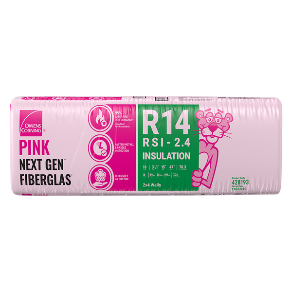 Owen's Corning R-14 PINK NEXT GEN FIBERGLAS Insulation 3.5" x 15" x 47" (78.3 sqft) **PICK UP ONLY**