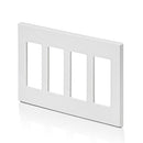 Leviton 80312-SW 4-Gang Decora Plus Wallplate Screwless Snap-On Mount, White