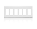 Leviton 80326-SW 6-Gang Decora Plus Screwless Snap-on Wall Plate, White