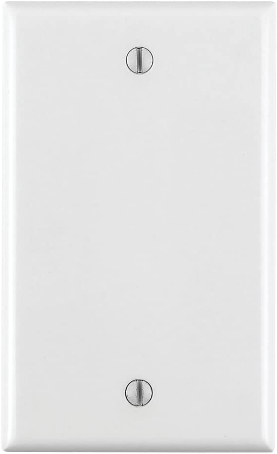 Leviton 80714-W 1-Gang No Device Blank Wallplate, Standard Size, Thermoplastic Nylon, Box Mount, White