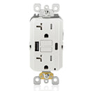 Leviton 20A GFCI Combination Receptacle with Type A/C USB Charger in White, Model GUAC2-W*