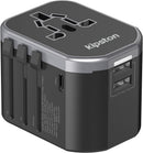 Kipston Universal Travel Adapter - With A 15W Type C Fast Charger, 2 USB Type A Ports, AC Power Outlet - International Plug Adapter Canada to Europe EU UK AUS, Canadian To European Travel Plug Adapter
